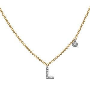 Women’s 14K Diamond Initial Pendant/ Necklace “L”